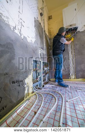 pipefitter installing system of heating