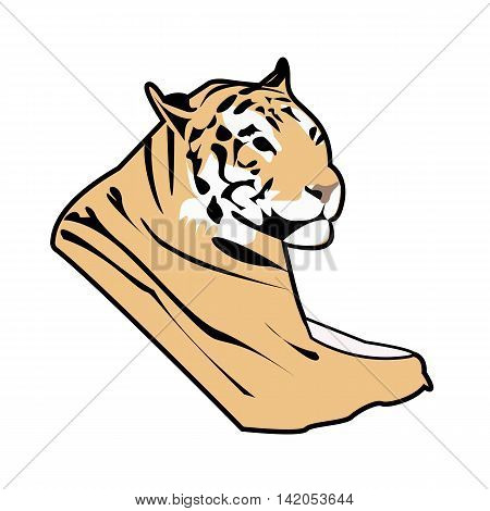 Red tiger. Cartoon and vector isolated animal.