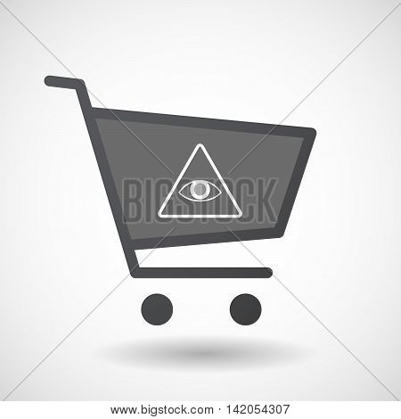 Isolated Shopping Cart Icon With An All Seeing Eye