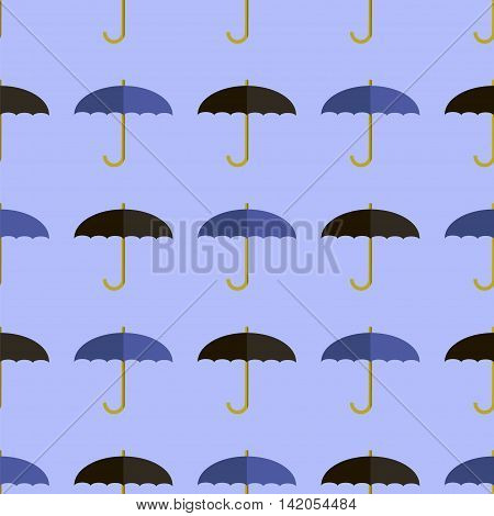 Vector Black Blue Umbrella Seamless Pattern. Umbrellas Background