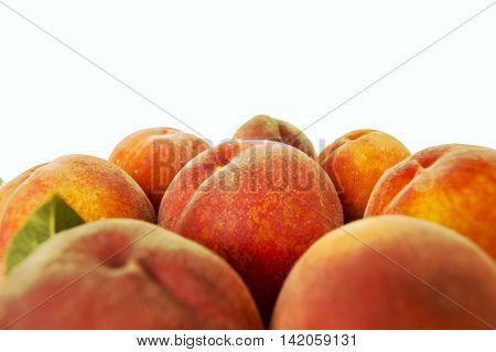 Ripe peach fruit isolated on white background cutout