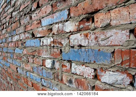 Background of old red brick wall pattern texture. Great for graffiti inscriptions.