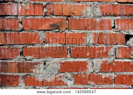 Background of old red brick wall pattern texture. Great for graffiti inscriptions.