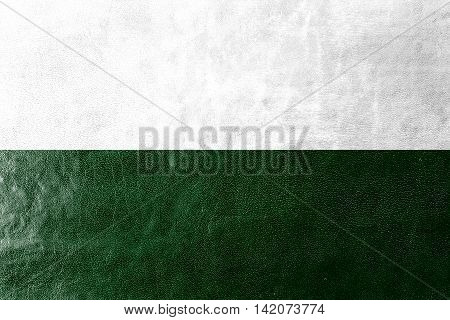 Flag Of San Andres De Tumaco, Colombia, Painted On Leather Texture