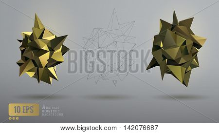 Low poly abstract background with various golden geometric shape