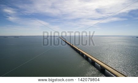 Aerial View Bridge Of Mato Grosso State Border With Sao Paulo State In Brazil. July, 2016