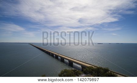 Aerial View Bridge Of Mato Grosso State Border With Sao Paulo State In Brazil. July, 2016