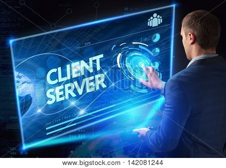 Business, Technology, Internet And Network Concept. Technology Future. Young Businessman, Working On