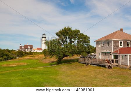 TRURO, MASSACHUSETTS,USA: The Highland Light near the golf coursepreviously known as Cape Cod Light) is an active lighthouse on the Cape Cod National Seashore in North Truro Massachusetts.