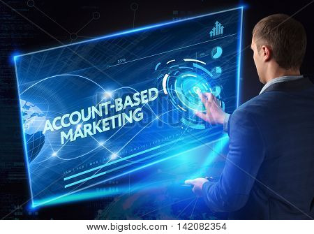Business, Technology, Internet And Network Concept. Technology Future. Young Businessman, Working On