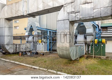 View on Fumes installation - Poland. Power Station.