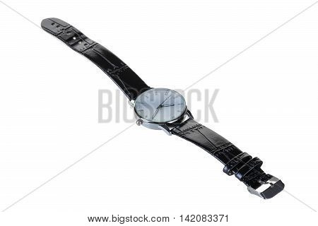 watch strap leather classic black while the white insulation