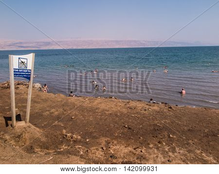 DEAD SEA ISRAEL - Juli 14: Bathing brine and mud in the Dead Sea Israel Juli 14 2015.