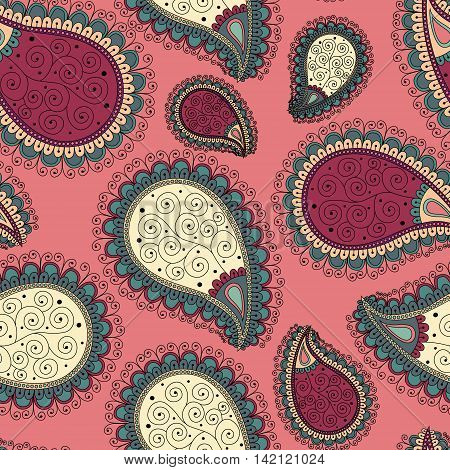 Seamless Pattern Based On Traditional Asian Elements Paisley.
