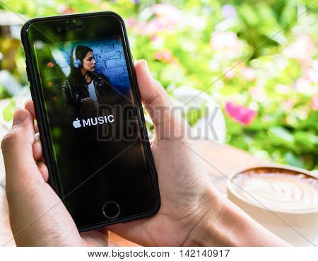 CHIANGMAI THAILAND -JUNE 172016:Screen shot of Apple music app showing on iPhone 6s. Apple Music is the new iTunes-based music streaming service that arrived on iPhone