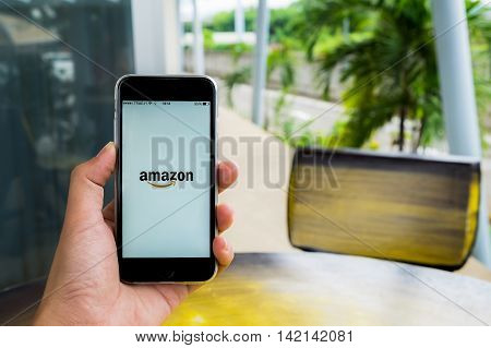 CHIANG MAI THAILAND - JULY 29 2016: Amazon.com Inc. is an American international electronic commerce company. It is the world's largest online retailer. Site went online as Amazon.com in 1995
