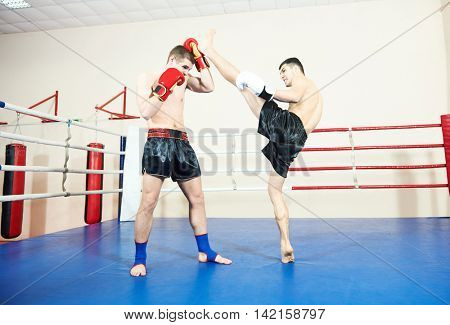 Muay thai boxers at training ring