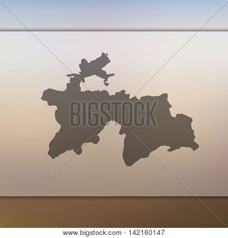 Tajikistan map on blurred background. Blurred background with silhouette of Tajikistan. Tajikistan. Blurred background. Tajikistan silhouette. Tajikistan vector map. Tajikistan flag. Travel.
