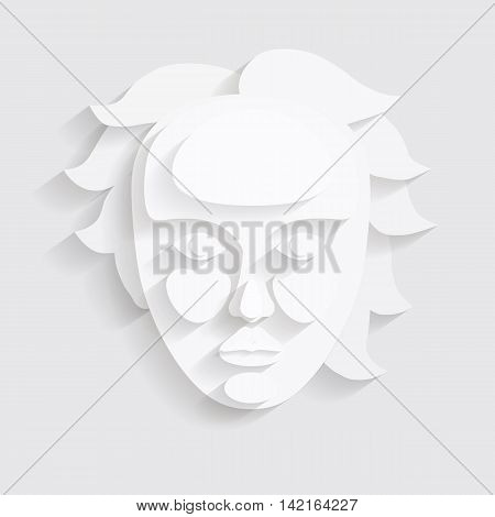 Womans face.White and grey abstract vector applique.