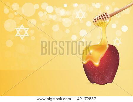 Traditional apple and honey isolated. Design element for Rosh Hashanah (Jewish New Year).
