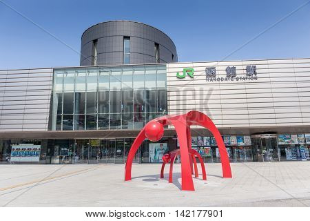 Hakodate Hokkaido Japan- June 6 2016. Front of JR railway Hakodate station. Hakodate is located on southernmost of Hokkaido Island.