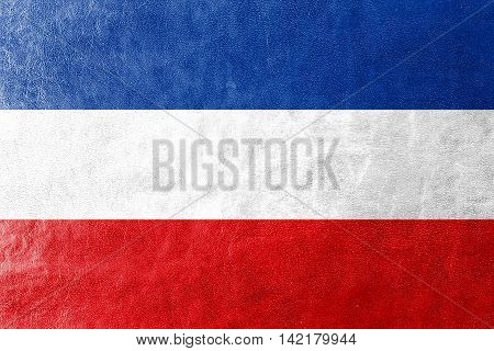 Flag Of Valledupar, Colombia, Painted On Leather Texture