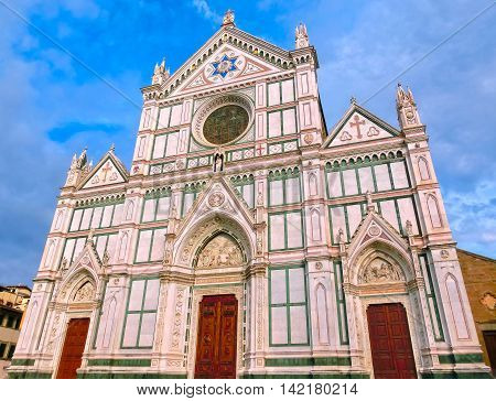 The Basilica di Santa Croce or Basilica of the Holy Cross - famous Franciscan church in Florence Italy