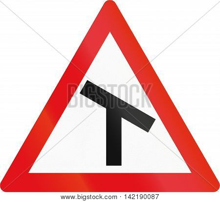 Road Sign Used In The African Country Of Botswana - Skewed T-junction
