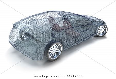 Bildesign, wireframe model. Mit eget design.