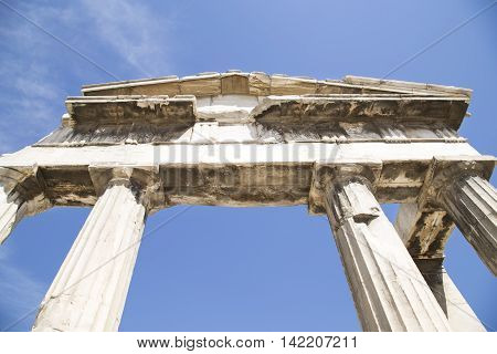 Remains of the ancient Roman Agora in Athens Greece