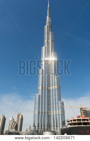 Burj K. tallest building in the world on DECEMBER 31 2015 in Dubai UAE. Dubai cityscape.Dubai Downtown skyline.