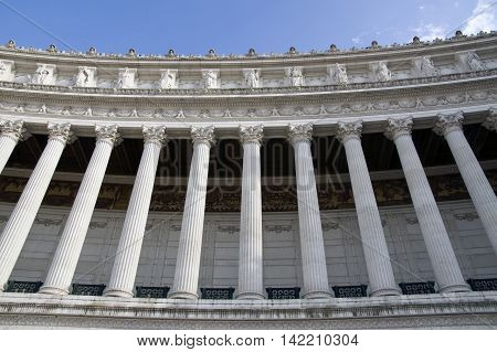 Vittoriano columnade Victor Emmanuel monument in Rome Italy