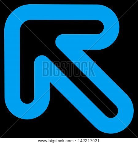 Left-Up Arrow vector icon. Style is contour flat icon symbol, blue color, black background.