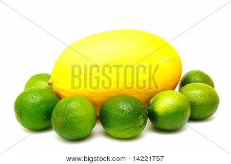 Gele meloen met groene Laime