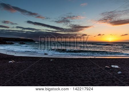 Sunset On The Ajuy Beach - Ajuy Fuerteventura Canary Islands Spain Europe