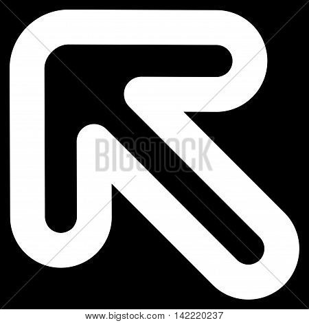 Left-Up Arrow vector icon. Style is outline flat icon symbol, white color, black background.