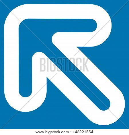 Left-Up Arrow vector icon. Style is stroke flat icon symbol, white color, blue background.