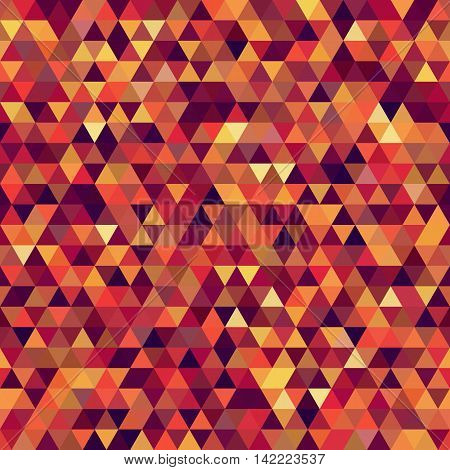 Abstract Seamless Mosaic Background. Triangle Geometric Background. Vector Illustration. Red, Orange