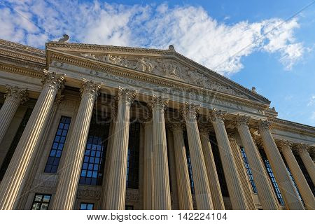 Closeup View At National Archives Building In Washington Dc