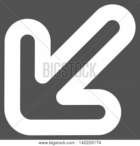 Left-Down Arrow vector icon. Style is stroke flat icon symbol, white color, gray background.