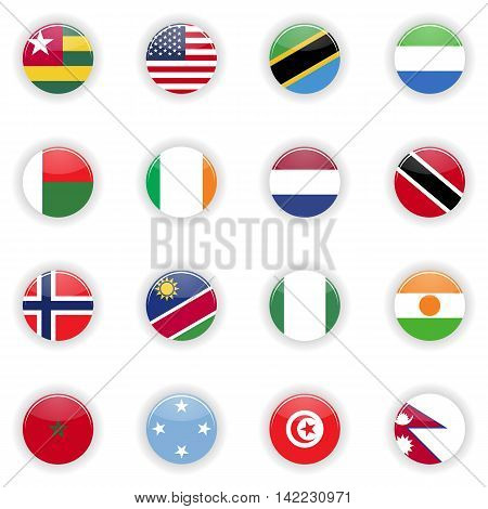 Flags set. Universal flags set to use for web and mobile UI vector illustration