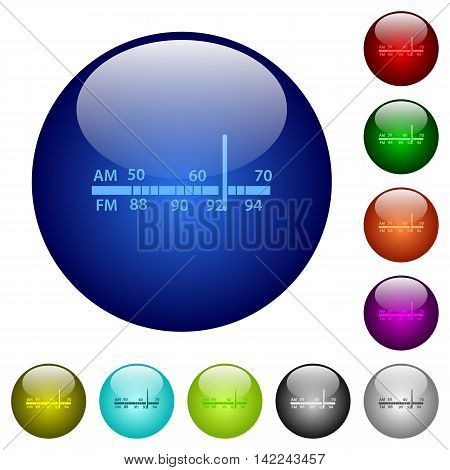 Set of color radio tuner glass web buttons.