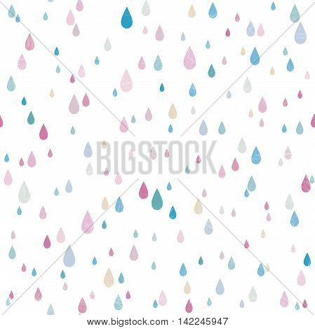 Seamless colorful rain drops pattern background. Background for kids.