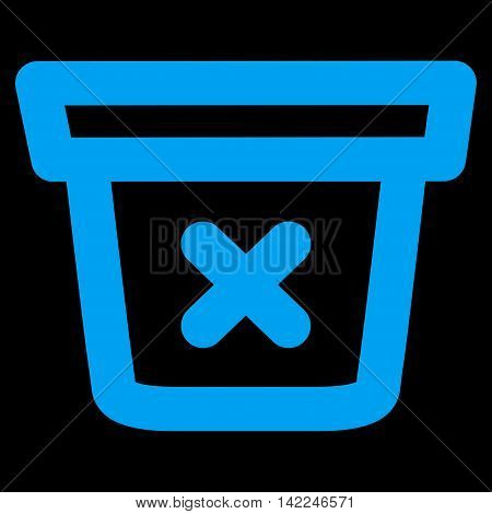 Remove Data vector icon. Style is stroke flat icon symbol, blue color, black background.