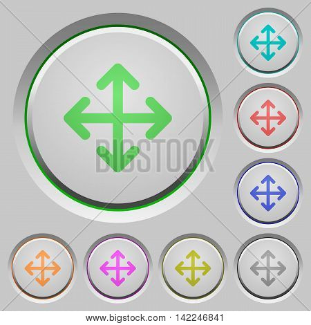 Set of color move sunk push buttons.
