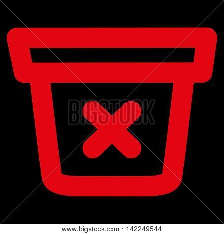 Remove Data vector icon. Style is contour flat icon symbol, red color, black background.