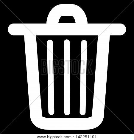 Trash Can vector icon. Style is contour flat icon symbol, white color, black background.