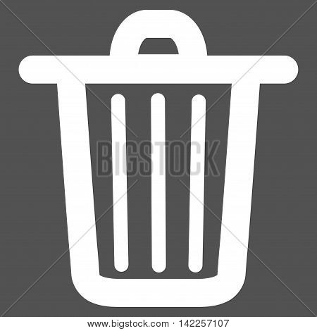 Trash Can vector icon. Style is contour flat icon symbol, white color, gray background.