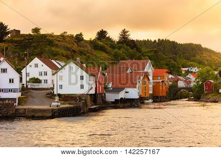 Wooden Houses In Sogndalstrand Norway