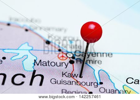 Kaw pinned on a map of French Guiana